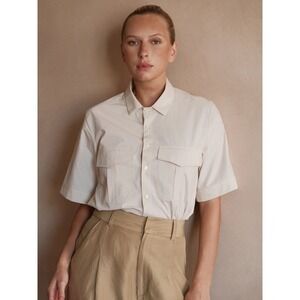 Cissa Women's The Safari Shirt in Shell Cream  Short Sleeve Button Down- XS